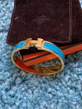 Hermes Clic H bracelet - Blue Indian - GM